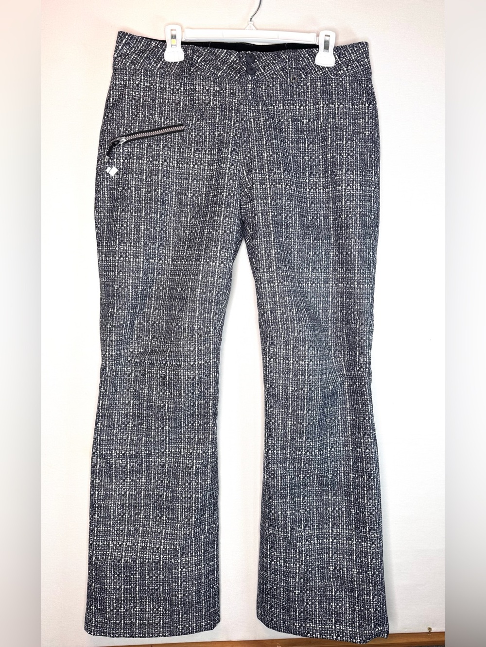 Obermeyer Malta Insulated Ski Pants Black Gray Tweed Print women’s size 10